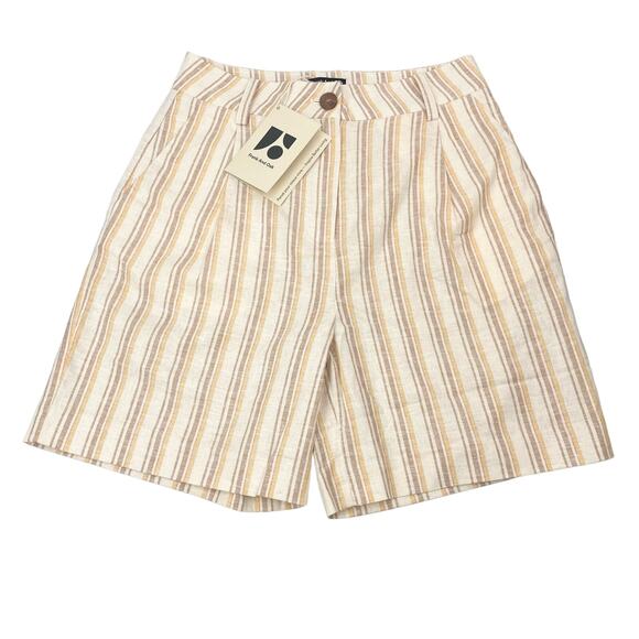 NWT FRANK & OAK Striped Amelia Hemp Blend Short Sz 2 - Picture 2 of 5